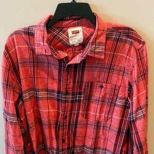 Levi's Vibrant Red Plaid Casual Shirt